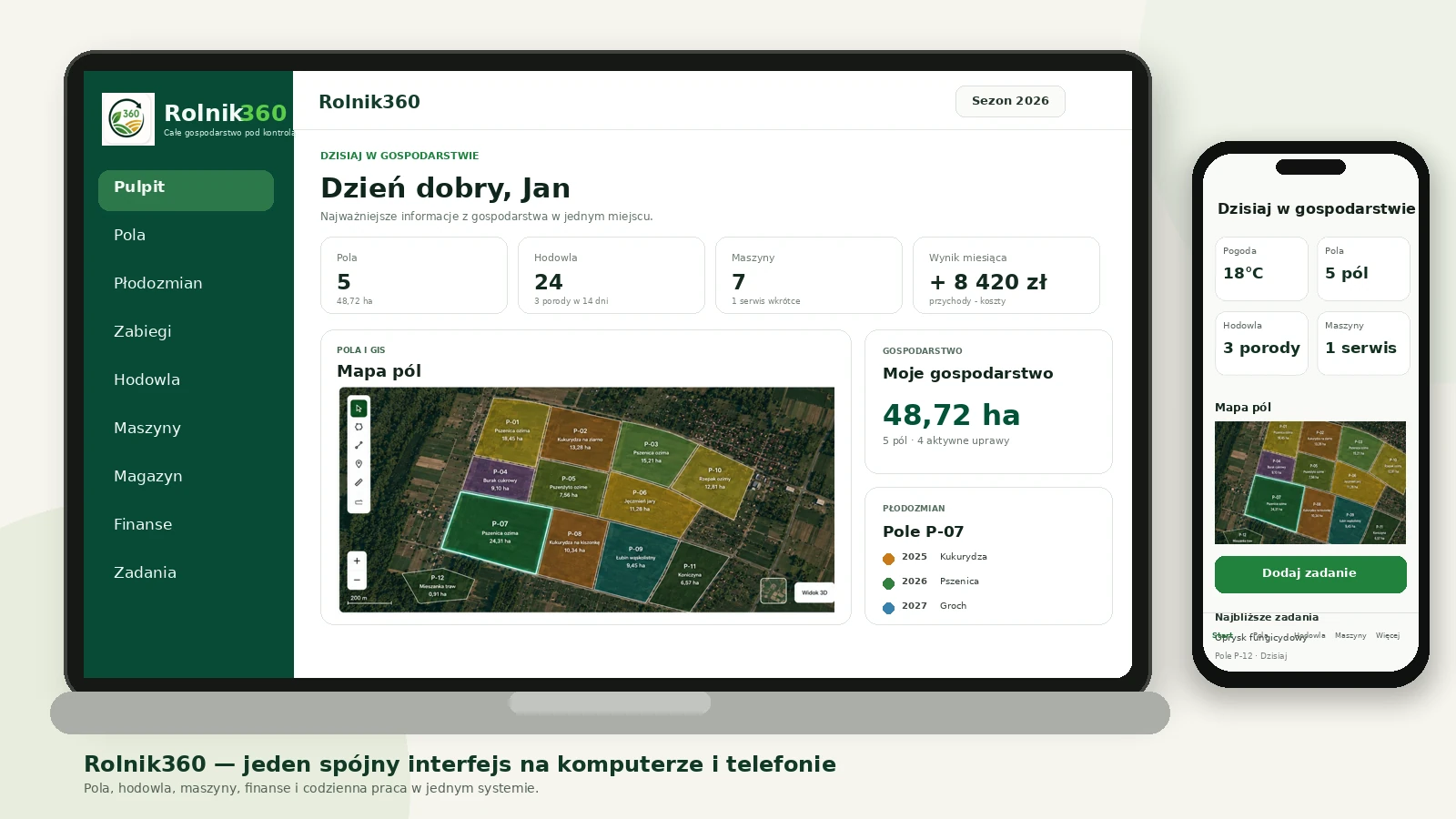 Rolnik360 na komputerze i telefonie